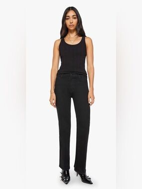 Mother The Kick It High-Rise Straight Leg Jeans Nighty Night Black 32 $248